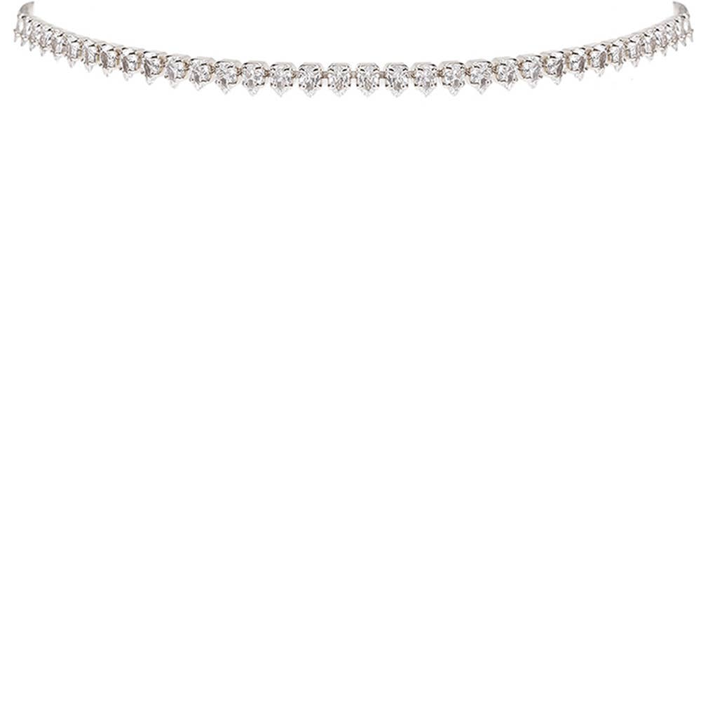 CUBIC ZIRCONIA POINTY CHOKET COLLAR NECKLACE, 17856