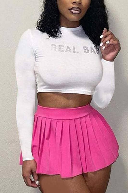 "Real Bad" Rhinestones Crop Shirt