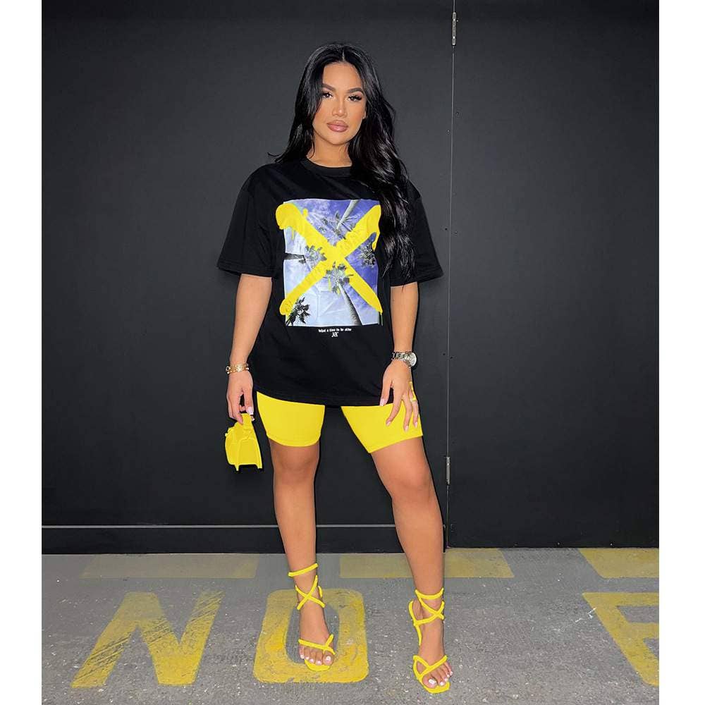 Oversized Tee with Biker Shorts