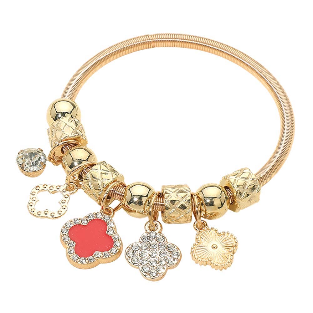 Clover Charm Beaded Stretch Bracelets