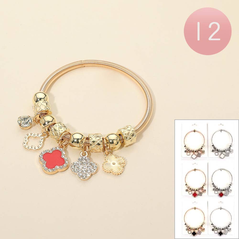 Clover Charm Beaded Stretch Bracelets