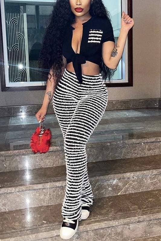 Tie Front Crop Top and Pants Set