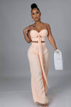 Striped Tube Top Wide Leg Pants Set