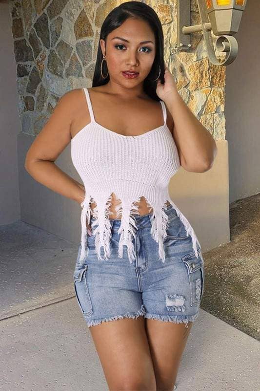 Ripped Fringes Crop Top