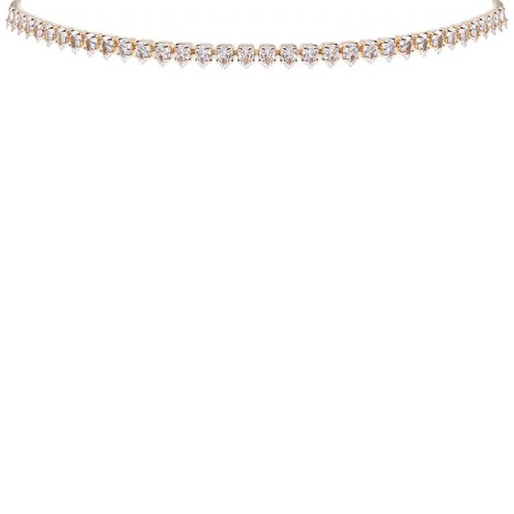 CUBIC ZIRCONIA POINTY CHOKET COLLAR NECKLACE, 17856