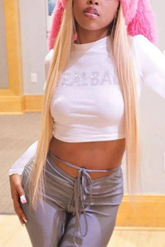 "Real Bad" Rhinestones Crop Shirt