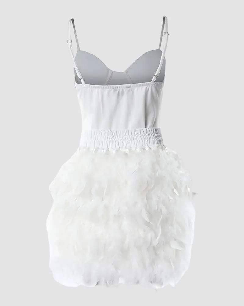 Body Suit With Feather Skirt