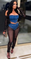 Denim & Mesh 2pc Set