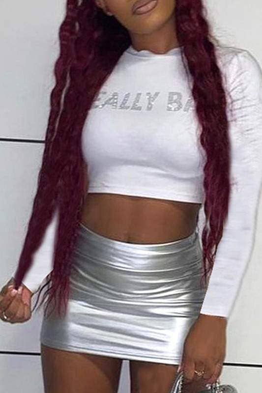 "Real Bad" Rhinestones Crop Shirt