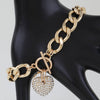 Bejeweled Heart Toggle Chain Bracelet