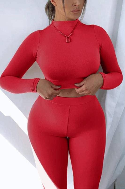 Red Crop Shirt and Leggins Set