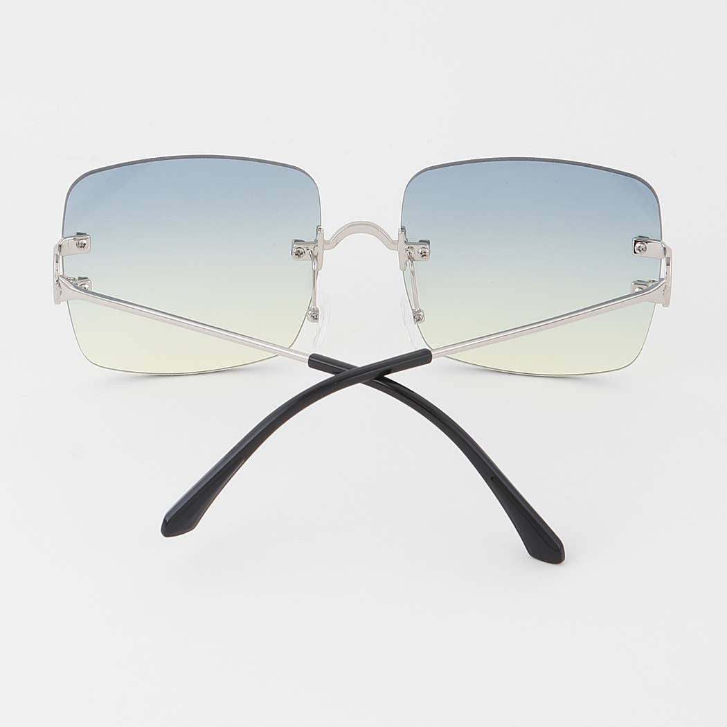 Rimless Ombré Square Sunglasses