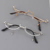 Rhinestone Tear Drop Half Framed Oval Glasses