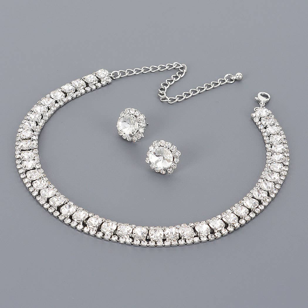 Rhinestone Necklace & Earring Set