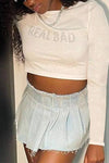 "Real Bad" Rhinestones Crop Shirt