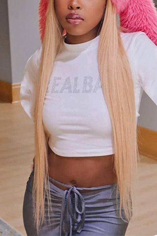 "Real Bad" Rhinestones Crop Shirt