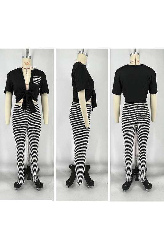 Tie Front Crop Top and Pants Set