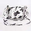 Faux Leather Cow Print Clutch W/Link Chain